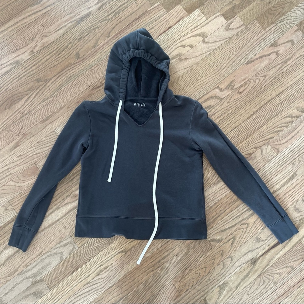 Able Charcoal Grey Cropped Hoodie Sz XS